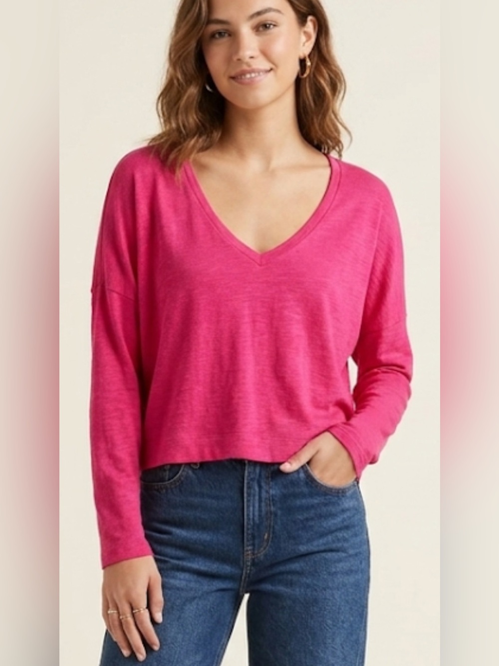 Anthropologie V Neck Long Sleeve Top